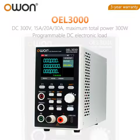 OWON Programmable DC Electronic Load OEL30 Series Digital Battery Capacity Tester 300V/300W/150W 15A