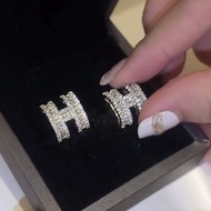 H H Letter Micro-Inlaid Zircon Earrings Light Luxury Necklace Ladies Sweet Fashionable Atmospheric H