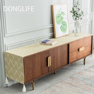 [DONGLIFE] Table Runner Coffee Table Cover Towel TV Cabinet Cloth Striped Wave Tassel Cover Cloth Width 40cm, 50cm, multiple sizes in length