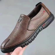 Mens Leather Shoes Slip on Soft Loafers Non Slip Breathable Driving Flats Spring Walking Office Work