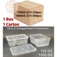 (1 Box) 2 Compartment Plastic Disposable Food Container (3/7) Tupperware Tapau Box Bekas Makanan Bek