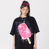 y2k Women's Short-Sleeved Tops Plus Size Summer Clothes 100% Cotton National Trendy American Retro P