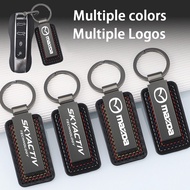 Mazda Car genuine leather carbon fiber patterned metal key pendant car modification logo 3 2 5 CX3 R