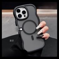 DAIMANG | เคสโทรศัพท์ขอบคลื่นสีดำสำหรับ iPhone 16 Pro ชาร์จแม่เหล็ก ปกป้องเต็มรูปแบบ หนา