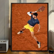 Carlos Alcaraz 2024 French Open Champion Canvas Wall Art Tennis Poster for Man Cave Bedroom Decor Un