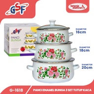 GSF PANCI ENAMEL BUNGA 3 SET TUTUP KACA G-1618