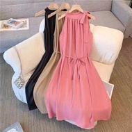 maxi cash mini dress Summer dress Lazy Summer Elegant New French 2025 Slim Sleeveless Neck Belt Holi