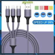 Agreen 3 In 1 Liquid Silicone USB Cable Fast Charger Cable for iP Phone Charging Micro USB/Type-C