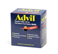 Advil 40933 Ibuprofen, Pain Reliever / Fever Reducer 200 mg Tablets, 50 Packets of 2