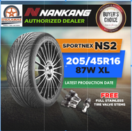NANKANG 205/45 R16 - SPORTNEX NS2 (Taiwan made, with free stainless tire valve)