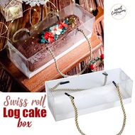 🇸🇬 27cm Long Box Swiss Roll box Log cake Transparent box