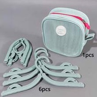 Portable Foldable Clothes Hanger Set With Storage Bag, Space-Saving Travel Hangers, Suitable For Sui