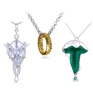 3 Set Lord of the Ring Elven Leaf Aragorn Arwen Evenstar Pendant Chain Necklace Princess Chain Engra