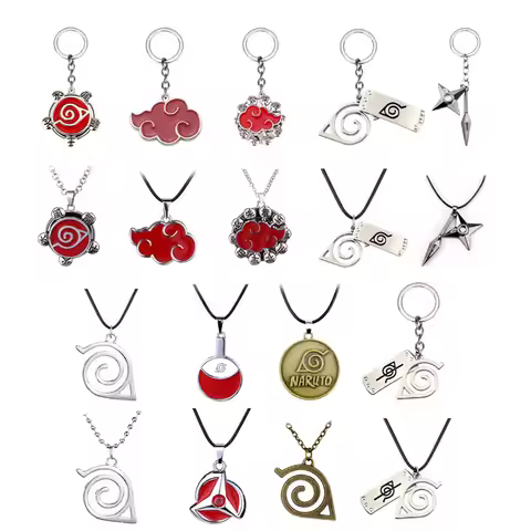 Anime Metal Keychain Uchiha Itachi Sharingan Cartoon Tsunade Necklace Chain Ring Toys for Children C