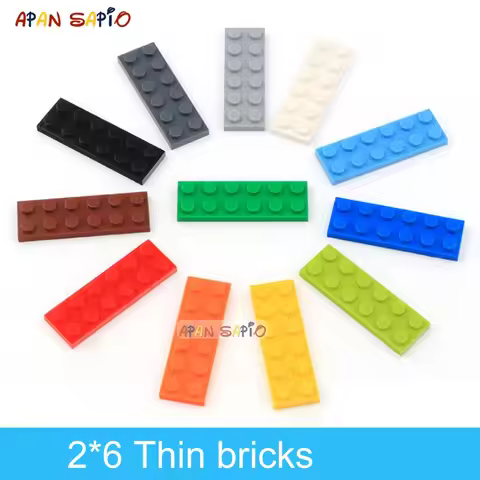 40pcs DIY Building Blocks Thin Figures Bricks 2x6 Dots 12Color Educational Creative Size Compatible 