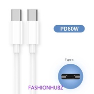 FASHIONHUBZ Type C Cable Male to Male Mobile Phone PD 60W USB C Wire Data Line Sync Wire Digital Cab