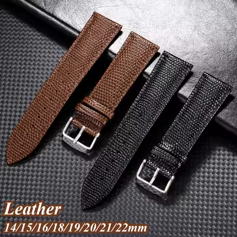 Fashion Leather Watchband Lizard Pattern Cowhide Watch Strap for Seiko Women Men Belt 14mm 15mm 16mm