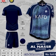 (With Name Number Printed) Alnassr Football Set Black Sesame Elastic High Quality Cool Logo Embroide