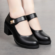 Women Shoes Black Small Leather Shoes Women Shoes Four Seasons Work Shoes Professional Work Thick He