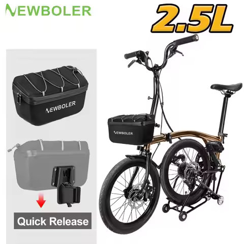 NEWBOLER 2.5L Folding Bike Handlebar Bag Multi-functional Brompton Bag Bike Front Bag Bike Basket Ba