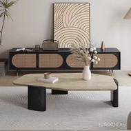 Silent Style Solid Wood Coffee Table Hole Stone Small Apartment Living Room B & B Retro Special-Shap