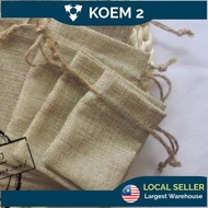 Burlap Hessian Doorgift Drawstring Pouch Bag Vintage Beg Kain Guni