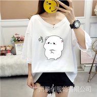 t shirt     T恤女    大碼女裝     特大码女装 300斤   短袖      宽松   韩版   240斤    超胖装   学生上衣   200斤潮   大码T恤  Large 