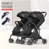 ‍🚢Twin Baby Stroller Lightweight Folding Double Sitting and Lying Detachable Two-Child Baby Stroller Factory Direct Sale