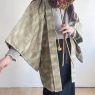 日本製和風印花綠色古著羽織和服外套