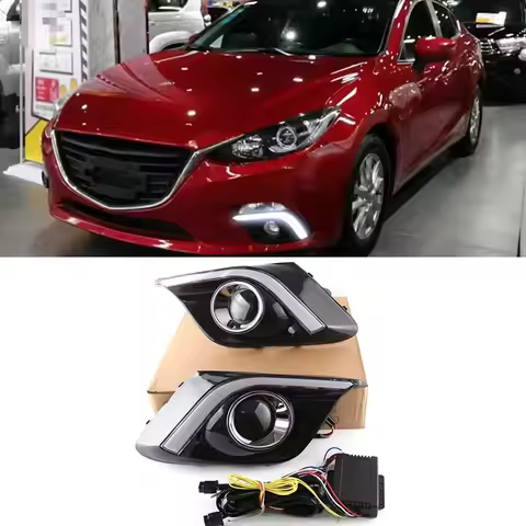 2Pcs DRL For Mazda 3 Mazda3 Axela 2014 2015 2016 LED Daytime Running Lights Daylight Fog lamp with t