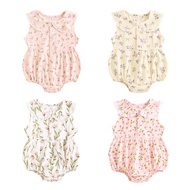 Summer Sleeveless Cute Infants Girls Bodysuits Princess Fashion Floral Lace Clothes