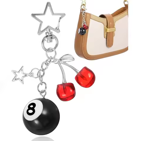 1PC Fashion 8 Ball Fruit Cherry Star Keychain Phone Accessories Y2K Handmade Creative 8 Ball Cherry 