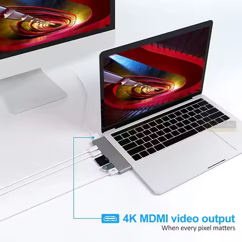 USB 3.1 Type-C Hub to HDMI Adapter 4K Thunderbolt Type C Hub 7in1 TF SD Reader Slot PD For MacBook A