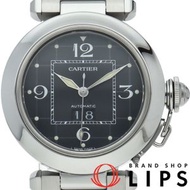 二手卡地亞 Pasha C 大日曆腕錶 W31053M7，男女通用不鏽鋼腕錶，黑色，拋光，狀況極佳，附錶盒和保固卡。