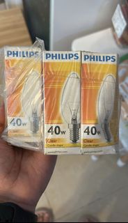 Philips 飛利浦 推出、型號為 Clear Candle Shape 的 40瓦傳統清光拉尾/細螺絲頭（E14）烏絲蠟燭燈泡