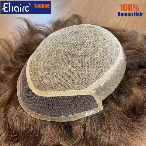 Silk Base Swiss Lace Front Diamond Mesh Bottom Wigs For Men Toupee Men Durable 100% Human Hair Syste