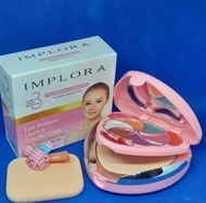 (COD)Bedak Implora 3in1 Bedak + Lipstik + Eyeshadow foundation Bentuk Love Hati Unik Pink Merah Beda