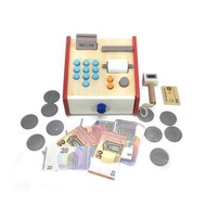 New Cute Kids Money Banking Pretend Play Wooden Simulation Market Cash Register Children Play House 