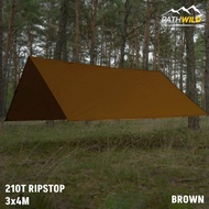 210T RIPSTOP FLYSHEET / TARP 3x4M ฟลายชีท ทาร์ป สำหรับแคมป์ปิ้ง เนื้อผ้า 210T RIPSTOP เย็บหู และตอกตาไก่ 10 จุด