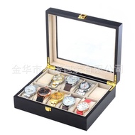 10-Bit Black Spray Paint Watch Box Matte Paint Wooden Watch Box Storage Watch Box Spray Paint