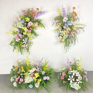 4 Pcs Full Set Dopamine Boho Artificial Flower, Wall Hanging, Ground Row & Aisle Flower Wedding Back