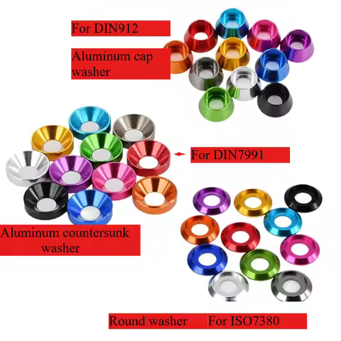 10pc-20pc M2M2.5M3M4M5M6M8 Anodized Colorful Aluminum Washers Gaskets Spacers For Hex Screw Bolt DIN