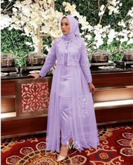 Baju stelan celana kondangan pesta set kebaya brokat wanita modis 2021