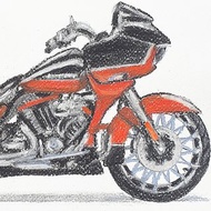 哈雷戴維森繪畫原創摩托車公路滑翔 CVO 牆壁藝術摩托車