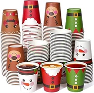 Hallswl 200 Pieces 9 oz Christmas Paper Cups, Xmas Disposable Coffee Cups for Cold Beverage Hot Coco