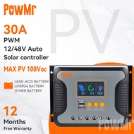 PowMr 30A PWM solar charging controller and discharging controller 12-48V automatic 100Vdc support l