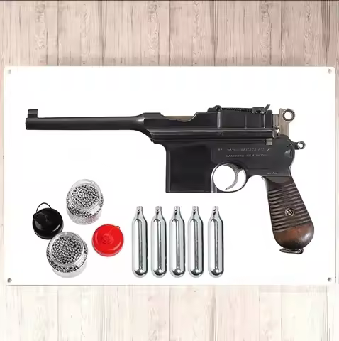 Decorative iron sign 20x30cmMauser Military Pistol - Full-Auto Blowback .177 Co2 BB Air Pistol Wall 
