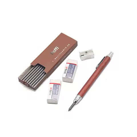 Mechanical Pencil 4.0/5.6mm HB Woodworking Automatic Pencils Metal Fittings+Wood Pole Professional P