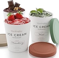 ZICOTO Set of 3 Reusable Ice Cream Containers, 1 Litre - Perfect for Homemade Sorbet, Frozen Yogurt 