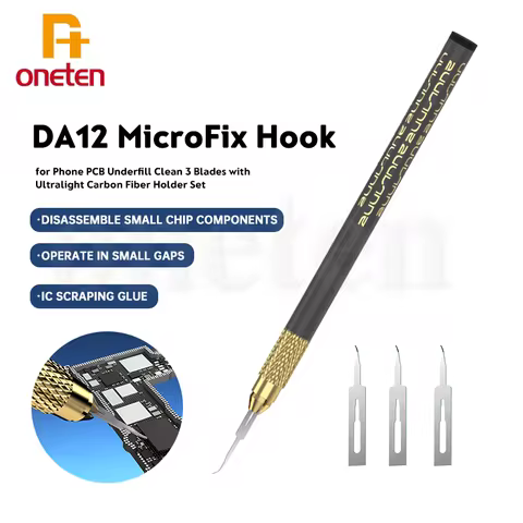2UUL DA12 Manual Grinding Glue Removal Knife MicroFix Hook with 3 Blade for Phone PCB Clean Disassem
